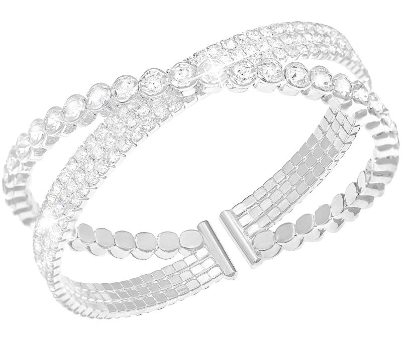 Suyi Rhinestone Bracelet for Women Silver Multilayer Cuff Bracelet Craystal Braidal Bracelets Silver 5 - Image 1