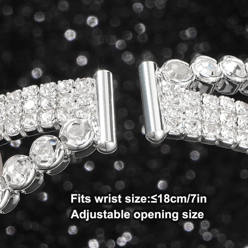 Suyi Rhinestone Bracelet for Women Silver Multilayer Cuff Bracelet Craystal Braidal Bracelets Silver 5 - Image 5