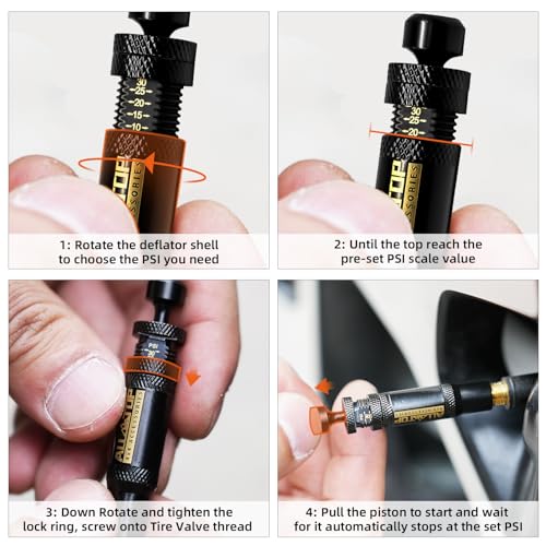 ALL-TOP Adjustable Auto-Stop Tire Deflator Valve Kit (10-30 PSI) 8 PCS Screw-on Tyre Air Down Tool for Offroad 4x4 (with 5 Valve caps) - Image 4