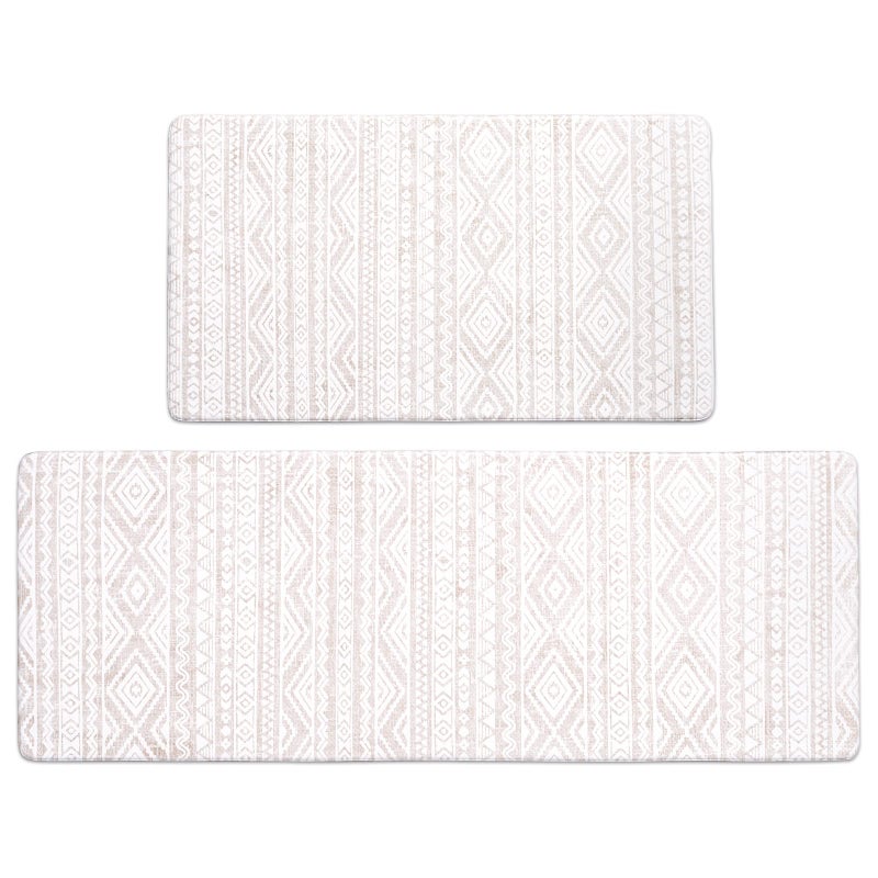 FRESHMINT Anti Fatigue Kitchen Mats for Floor 2 Piece Set Waterproof  NonSkid Boho Kitchen Rugs Cushioned Kitchen Mat for Standing Washable Comfort Desk Kitchen Runners 17x3017x47