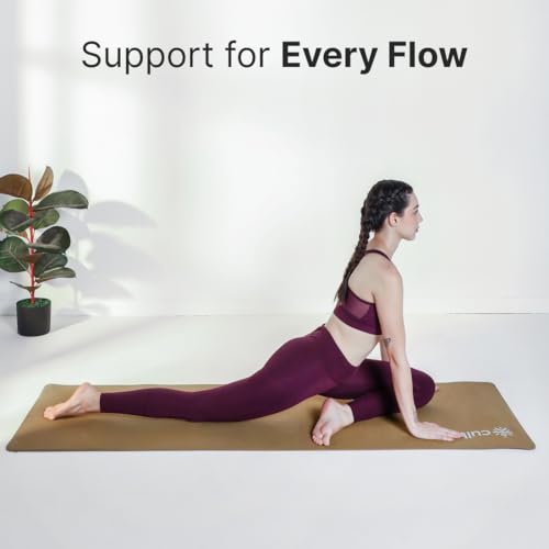 CULT Ultra Cushioned 8mm TPE Yoga & Pilates Mat – Eco-Friendly, Skin-Friendly, Anti-Skid, Tear-Resistant, Lightweight & Portable with Carry Strap and Bag – Ideal for Home, Gym & Outdoor Workouts - Brown - Image 3