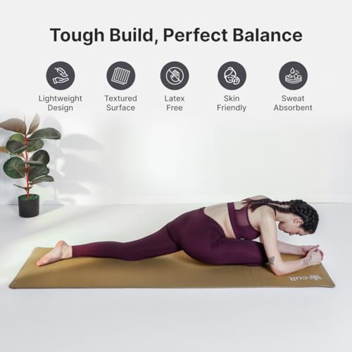 CULT Ultra Cushioned 8mm TPE Yoga & Pilates Mat – Eco-Friendly, Skin-Friendly, Anti-Skid, Tear-Resistant, Lightweight & Portable with Carry Strap and Bag – Ideal for Home, Gym & Outdoor Workouts - Brown - Image 4