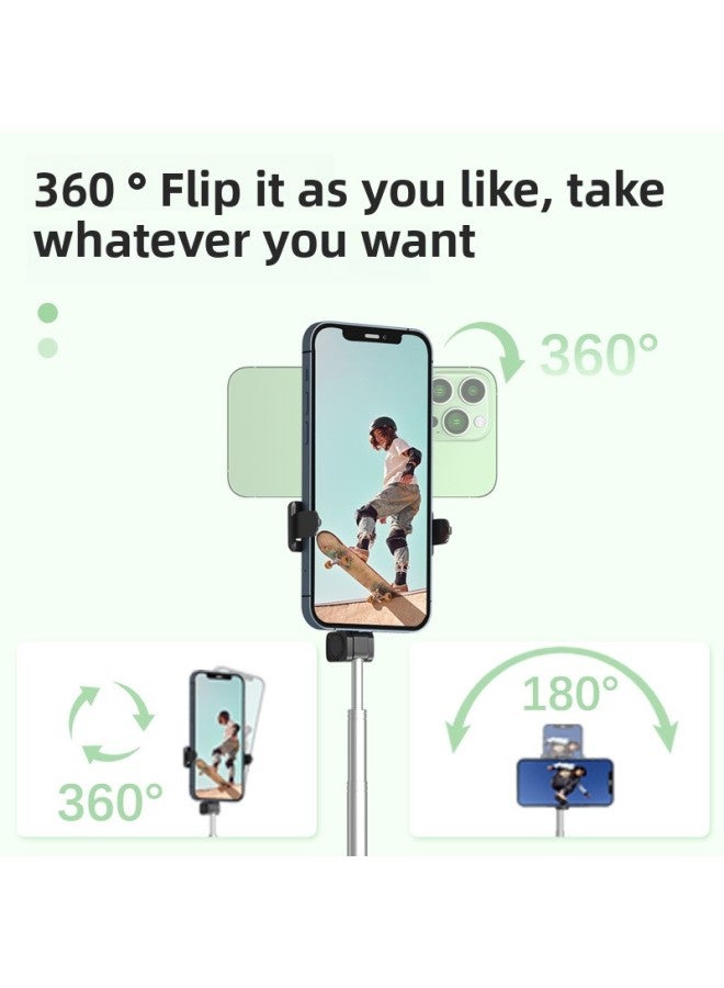 Loquat Mini 1.7m Stainless Steel Selfie Stick Vlog Bluetooth Remote Control Camera Phone Stand Live Tripod-Color:Black Double Lamp  - Image 4