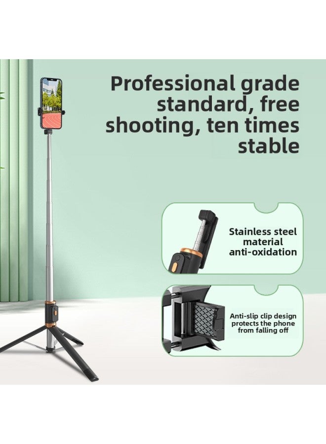 Loquat Mini 1.7m Stainless Steel Selfie Stick Vlog Bluetooth Remote Control Camera Phone Stand Live Tripod-Color:Black Double Lamp  - Image 5