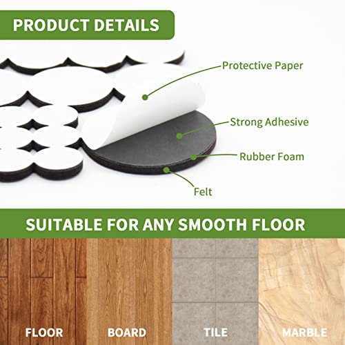 COVERCORNER Felt Furniture Pads for Hardwood Floors 68 PCS, Furniture Pads, Floor Protectors for Hardwood Floors, Felt Pads for Furniture, Round, Dark Brown, Value Pack - Image 3
