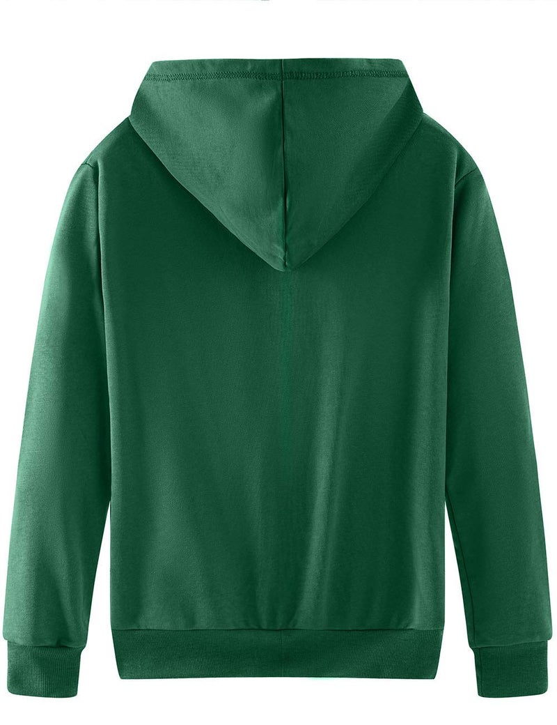Spring&Gege Youth Solid Full Zipper Hoodies Soft Kids Hooded Sweatshirt for Boys and Girls Size 11-12 Years Dark Green - Image 2