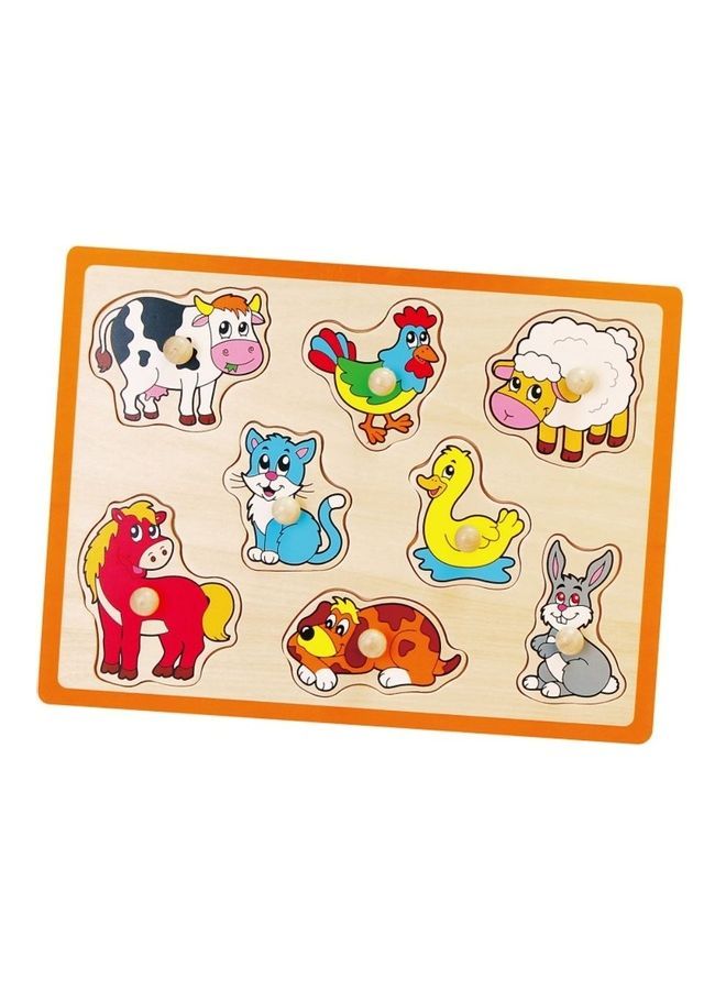 أحجية خشبية مسطحة قابلة للسحب بتصميم حيوانات المزرعة - Image 1