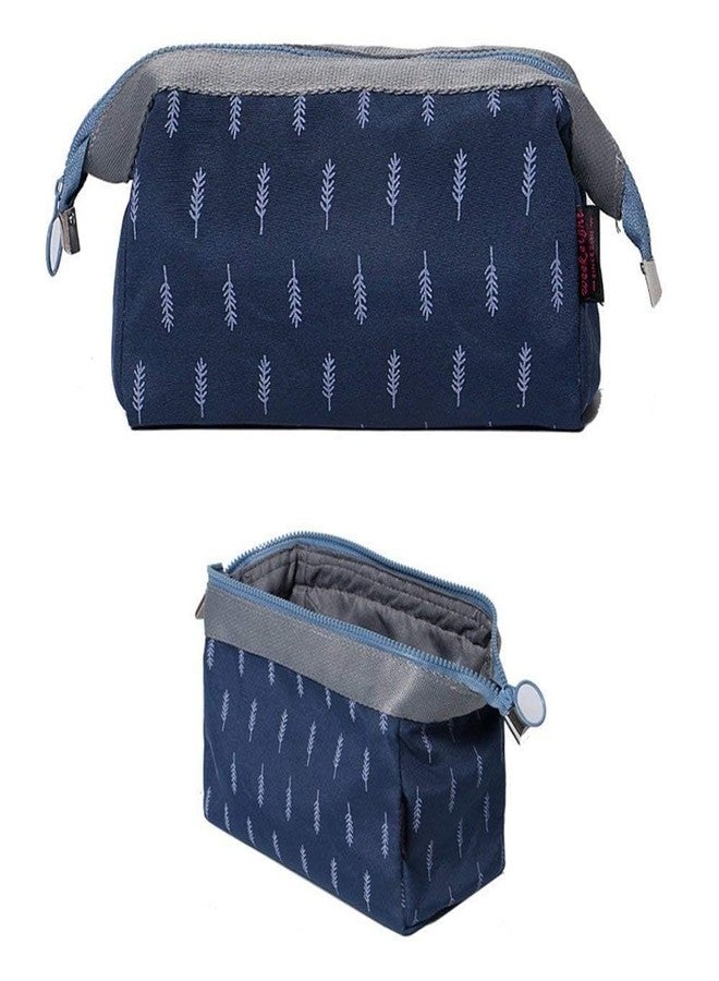 AASHRIT Naylon Cosmetic Toiletry Makeup Pouch with Portable Travel Multipurpose Water-Resistant Zipper Makeup Brush Bags - Blue Leaf ASCPBF-77 - Image 3