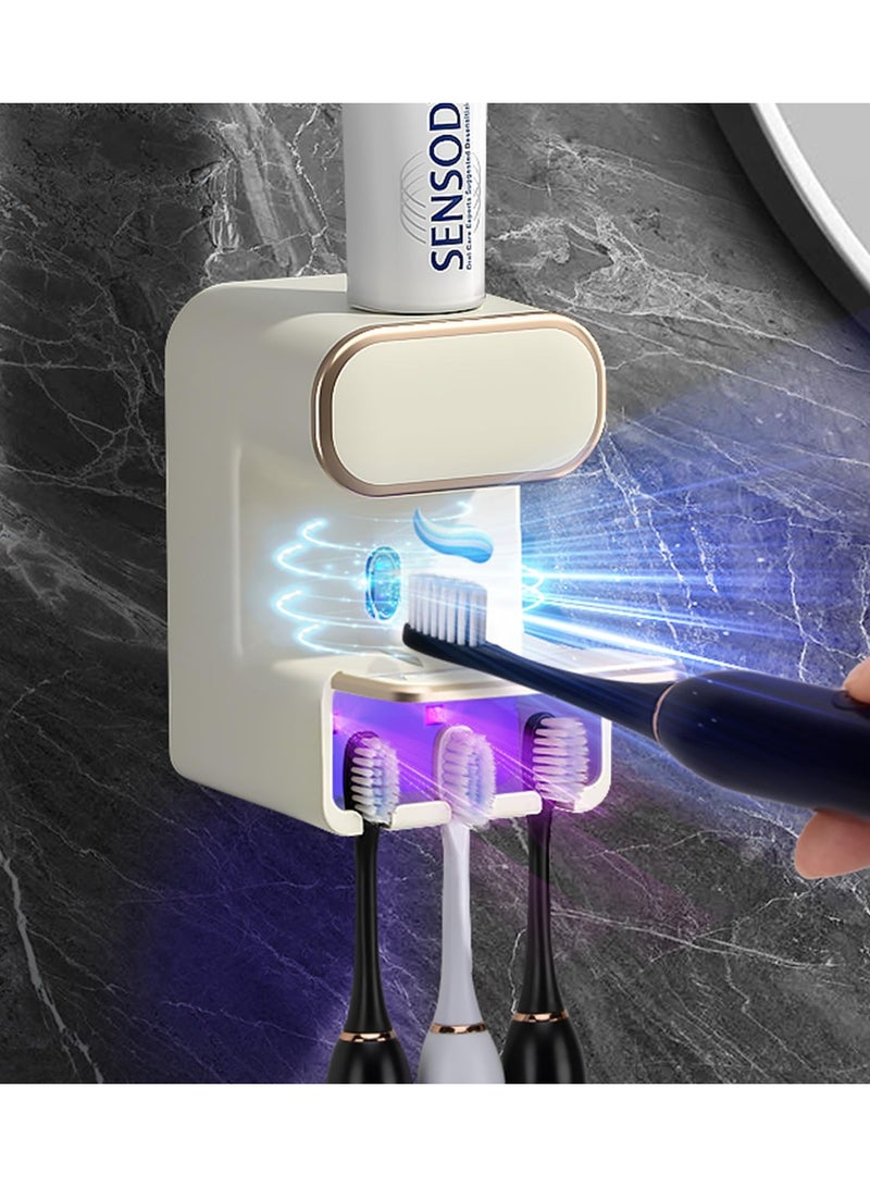 XICEN Toothpaste Dispenser with Ultraviolet Disinfection Function, Electric Automatic  Toothpaste Dispenser, No Drilling, Wall-Mount Toothpaste Holder - Image 1