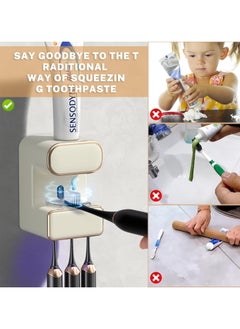 XICEN Automatic Electric Toothpaste Dispenser, Adult Home Automatic Sensor Toothpaste Dispenser, Toothbrush Sterilizer Holder, Bathroom Wall Mount Toothpaste Pump  - Image 3