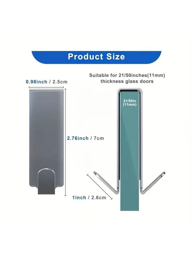 قطعتان من خطافات الحمام الفولاذية غير القابلة للثقب للباب الزجاجي لتعليق المناشف - Image 4