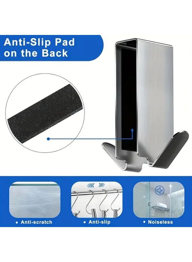 قطعتان من خطافات الحمام الفولاذية غير القابلة للثقب للباب الزجاجي لتعليق المناشف - Image 5