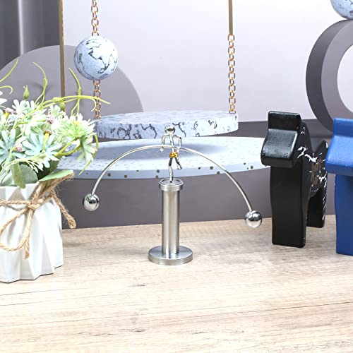 Sunnytech Steel Balance Physics Toy Weightlifter Kinetic Art Balance Toy Balancing Decompressive Science Home Office Toy for Desk Decor WJ020 - Image 4