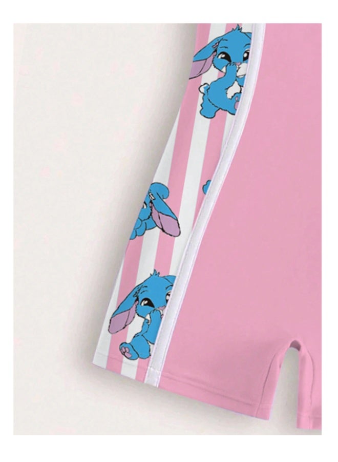 Girls' summer swimsuit - one piece in pink with rabbit prints, suitable for the beach, summer and resorts (4-5 years) - Image 4