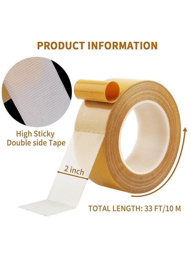 HS Double Sided Sticky Tape 33ft, Heavy Duty Double Sided Tape, Strong Adhesive Carpet & Craft Tape, Carpet Mounting Tape With Fiberglass Mesh For Rugs, Carpets, Pictures, DIY And Art Crafts - Image 2