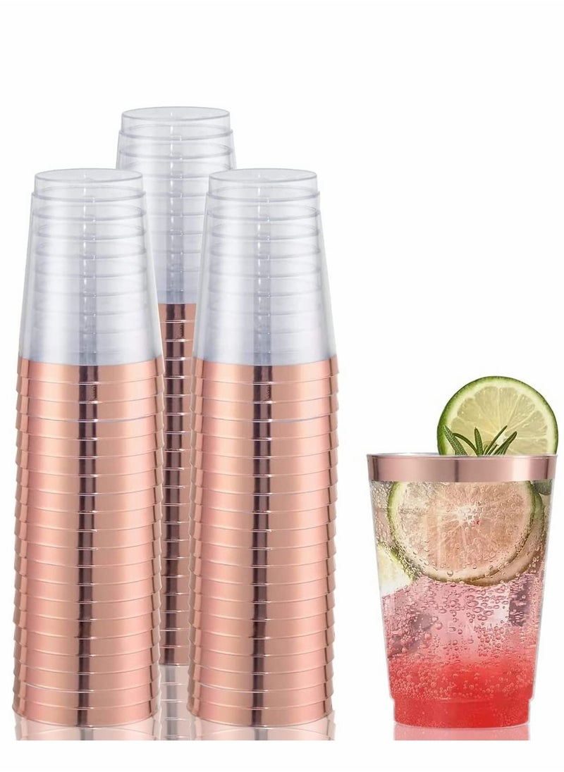 KASTWAVE - Rose Gold Rimmed Plastic Cup, 20Pack 10oz Clear Plastic Cups Tumblers, Fancy Disposable Hard Plastic Cups with Gold Rim for Wedding Cups Elegant Party Cup - Image 1