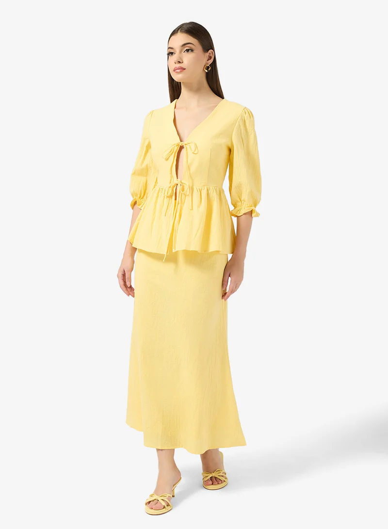 ELLA Blouse With Tie Up Detail & Skirt Set