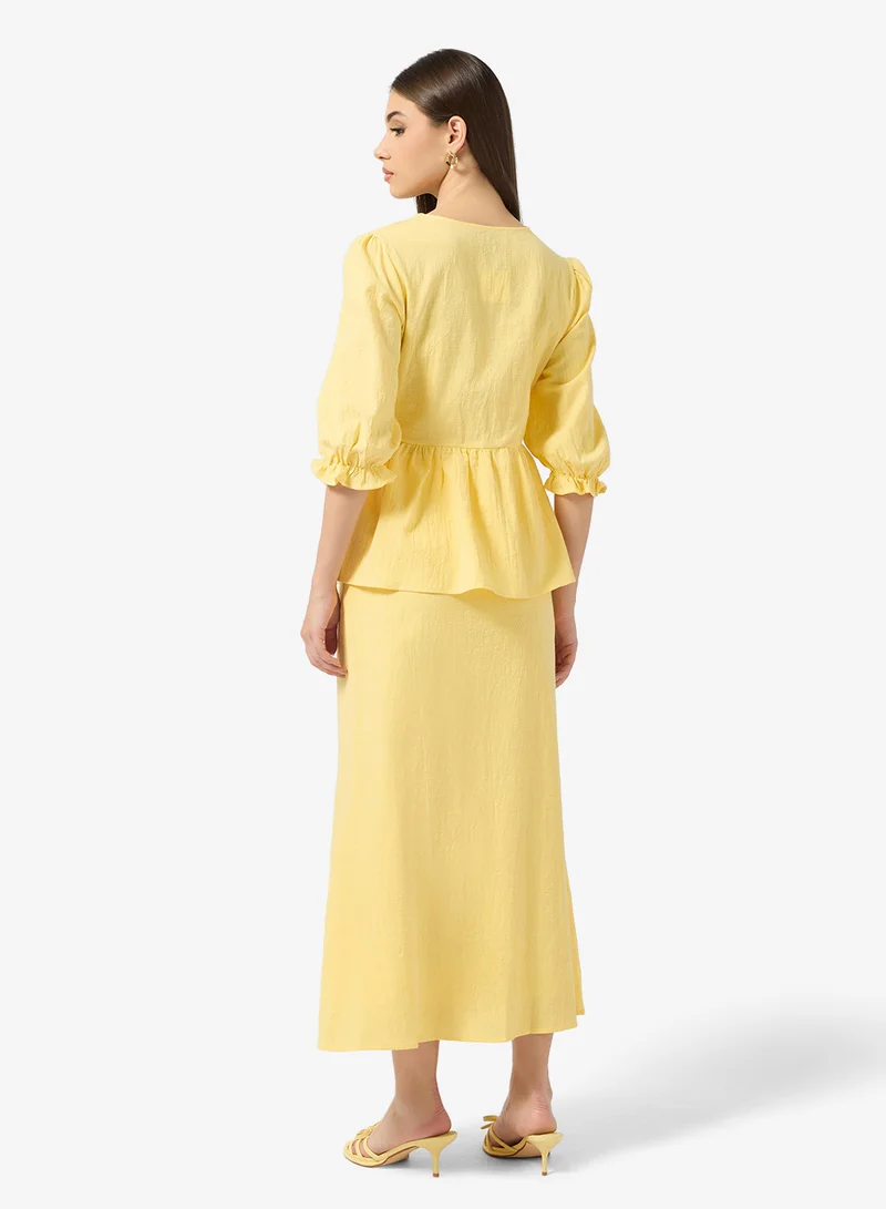 ELLA Blouse With Tie Up Detail & Skirt Set