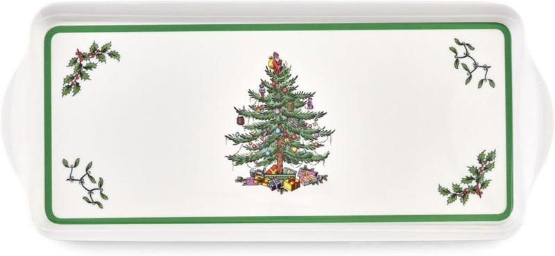 Spode Christmas Tree Sandwich Tray 15 x 65  Decorative Serving Platter for Crudit Appetizers Holiday Snacks  Festive Melamine Dish Durable Christmas Dinnerware  Elegant Holiday Tableware - Image 1