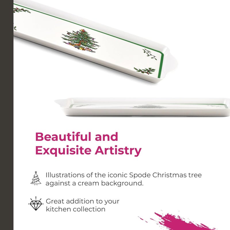 Spode Christmas Tree Sandwich Tray 15 x 65  Decorative Serving Platter for Crudit Appetizers Holiday Snacks  Festive Melamine Dish Durable Christmas Dinnerware  Elegant Holiday Tableware - Image 3