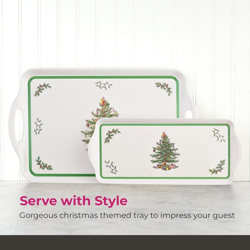 Spode Christmas Tree Sandwich Tray 15 x 65  Decorative Serving Platter for Crudit Appetizers Holiday Snacks  Festive Melamine Dish Durable Christmas Dinnerware  Elegant Holiday Tableware - Image 4