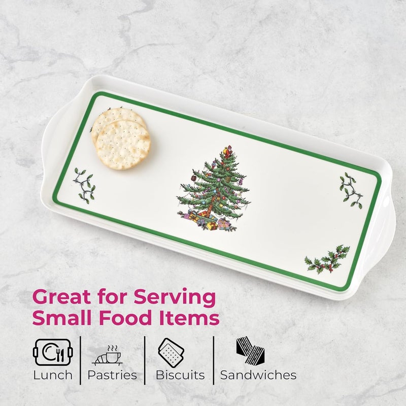 Spode Christmas Tree Sandwich Tray 15 x 65  Decorative Serving Platter for Crudit Appetizers Holiday Snacks  Festive Melamine Dish Durable Christmas Dinnerware  Elegant Holiday Tableware - Image 5