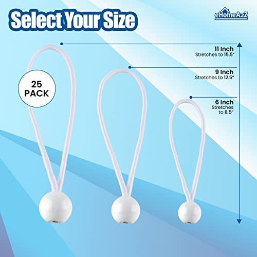 EHOMEA2Z Ball Bungee Cords 25 Pack 6-inch Diameter Bungee Balls for Canopy, Net, Posts, Garden, Tools, Cords, 5mm Weather-Resistant Cord, 100% Latex UV Treated - Ideal for Indoor and Outdoor Use - Image 2