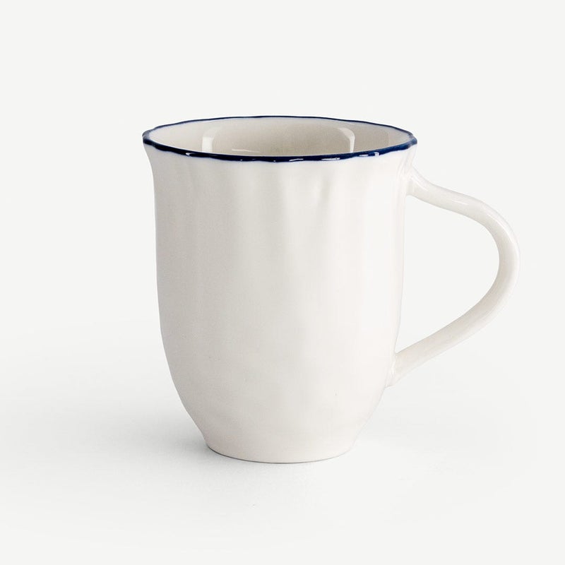 OC HOME Merion Mug - White with Blue Trim - 250ml