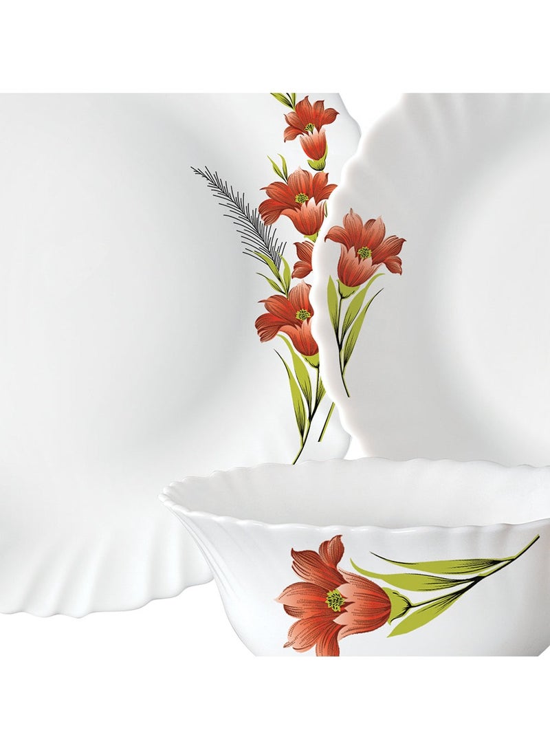 بريتيش شيف طقم عشاء أوبال وير مكون من 15 قطعة | آمن للاستخدام في الميكروويف وغسالة الأطباق | طقم عشاء ريد إيريس مكون من 4 قطع من أطباق العشاء، و4 قطع من الأطباق الجانبية، ووعاء تقديم من قطعة واحدة، ووعاء خضروات من 4 قطع، وملعقتين من قطعتين - أبيض - Image 3