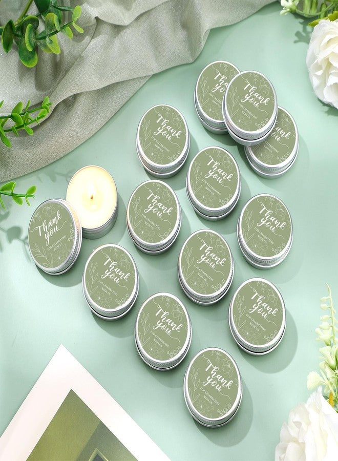 MTLEE 50 Pcs Thank You Candles Gift Wedding Favors Baby Shower for Guests 1 oz Lavender Scented Soy Wax Candle Aromatherapy Candle Favors for Bridal Baby Shower(Sage Green,Floral) - Image 2