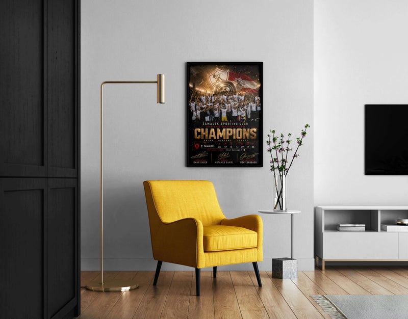 Zamalekk Champions 2026 Framed Wall Art – Egyptian Leaggue Winners Poster – 40x30 cm, Black Frame - Image 3