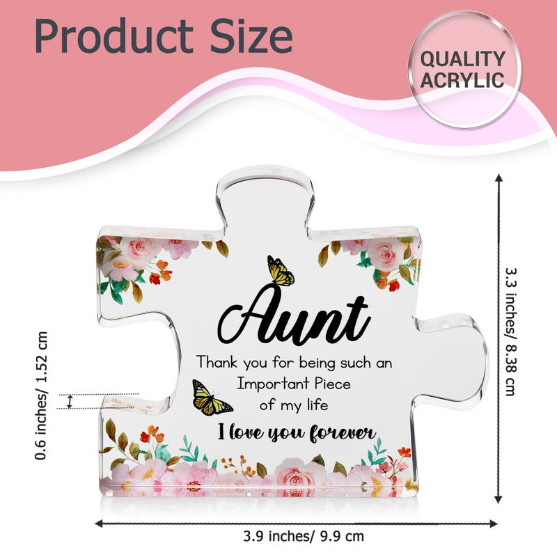 Velenti Aunt Gifts from Niece - Engraved Acrylic Block Puzzle Piece - Cute Auntie Present with Lovely Saying Paperweights - Fancy Favorite - Birthday  Christmas  Chic Decoration - Image 2
