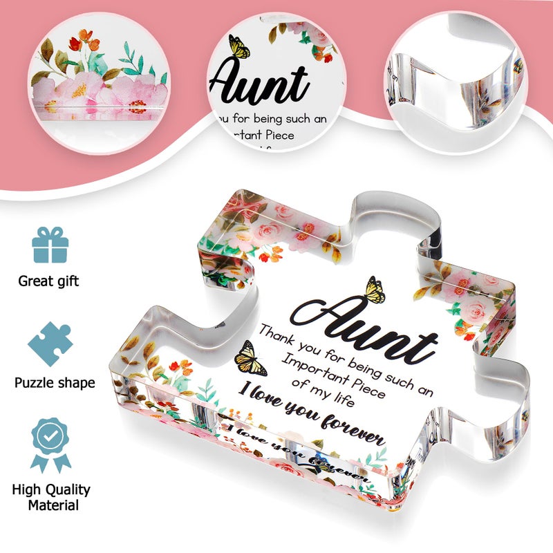 Velenti Aunt Gifts from Niece - Engraved Acrylic Block Puzzle Piece - Cute Auntie Present with Lovely Saying Paperweights - Fancy Favorite - Birthday  Christmas  Chic Decoration - Image 1