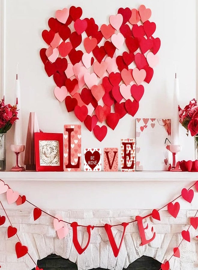 Hedeey Valentines Day Wooden Love Table Signs Decorations Freestanding Love Tabletop Decor 4Pcs Heart Table Centerpieces for Tiered Tray Home Office Shelf Married Anniversary Wedding Party Supplies - Image 5