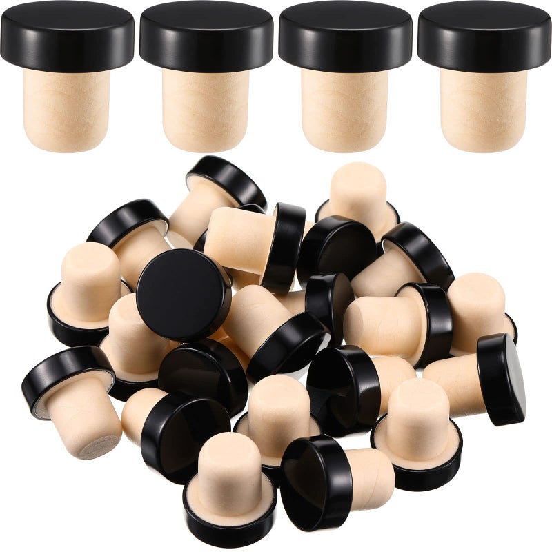 Yookeer Tshaped Stopper Cork Wine Bottle Stoppers Reusable Wine Sealing Plug for Beer Bottles DIY CraftBlack24 Pieces