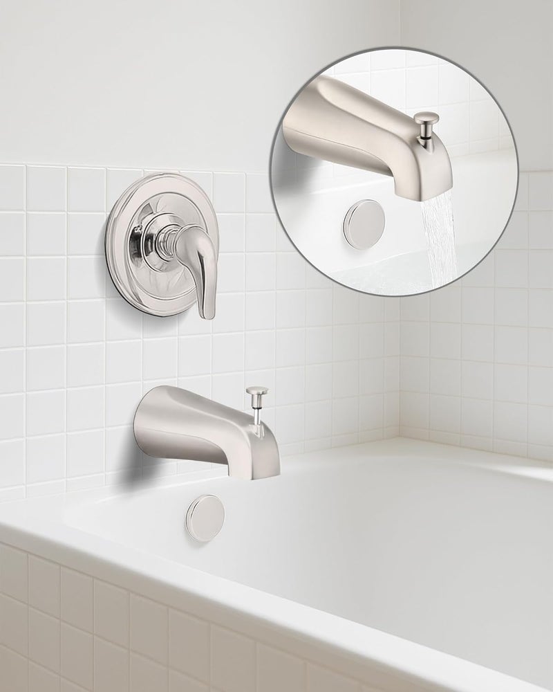 OrgCreator All Metal Bathtub Spout with Diverter, 5.3 Inch Tub Spout, Fits 1/2" Copper Slip-On and 1/2" or 3/4" IPS Threaded Pipes, Easy Lift to Switch, Leak-Free, Easy DIY Installation, Brushed Nickel - Image 3