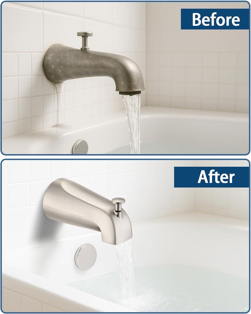 OrgCreator All Metal Bathtub Spout with Diverter, 5.3 Inch Tub Spout, Fits 1/2" Copper Slip-On and 1/2" or 3/4" IPS Threaded Pipes, Easy Lift to Switch, Leak-Free, Easy DIY Installation, Brushed Nickel - Image 5