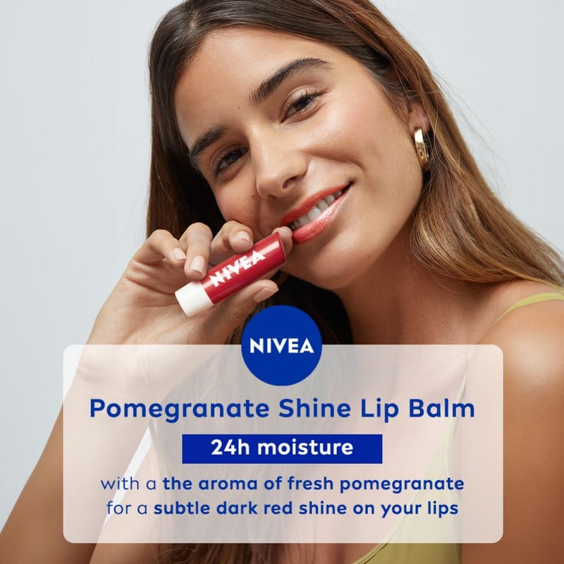 NIVEA Shine Caring Lip Balm Pomegranate 48G Red - Image 3