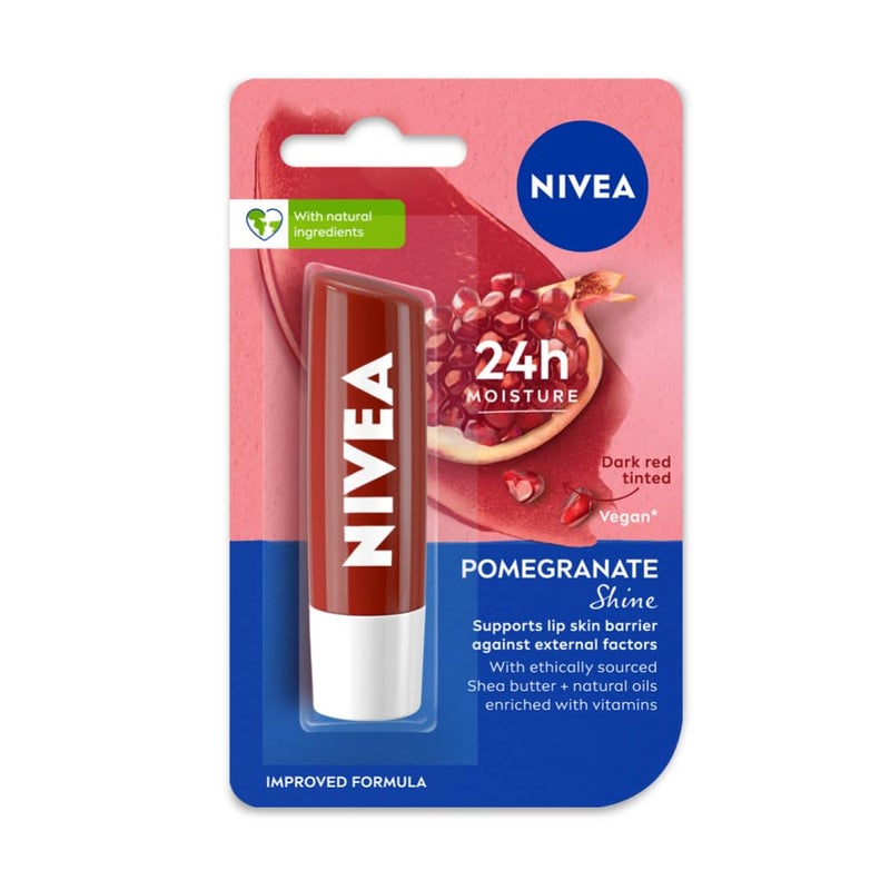NIVEA Shine Caring Lip Balm Pomegranate 48G Red - Image 1
