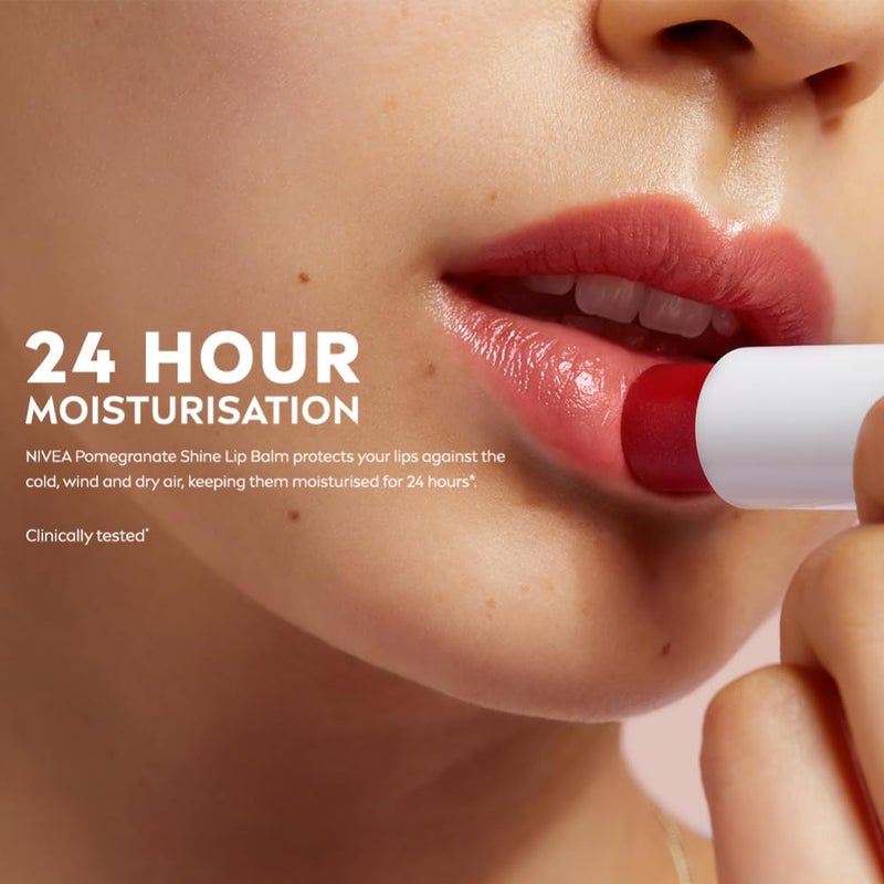 NIVEA Shine Caring Lip Balm Pomegranate 48G Red - Image 5