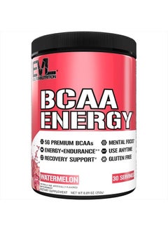 Evlution EVL BCAAs Amino Acids Powder - BCAA Energy Pre Workout Powder for Muscle Recovery Lean Growth and Endurance - Rehydrating BCAA Powder Post Workout Recovery Drink with Natural Caffeine - Watermelon  - Image 1