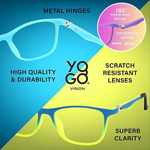 Yogo Vision Kids Blue Light Blocking Glasses Computer Eyeglasses Boys Girls Square Frames Anti Strain Reduce Glare (1 Pack) - Image 3