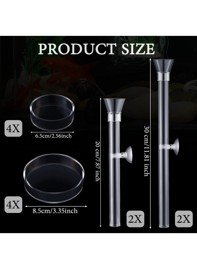 Potchen 12-Piece Shrimp Feeder Set - 4 Acrylic Tubes & 8 Dishes, Clear Bowl, Fish Tank Feeding Supplies for Shrimp & Betta, 2 Sizes - Image 2
