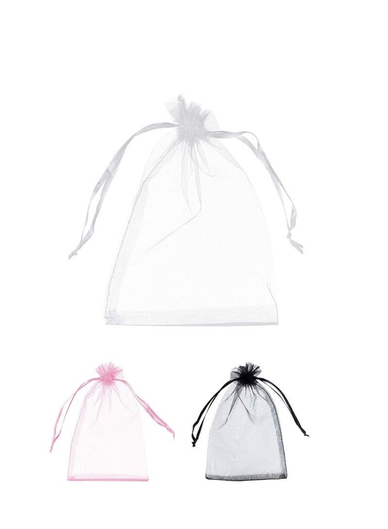 100 Pieces Organza Bags with Drawstrings | 12 X 17 cm Organza Bags for Jewelry Pouches, Candies and Wedding Party | Eid Christmas Bags for Gifts | Organza Gift Bags | Goody Bags (White)  - Image 1
