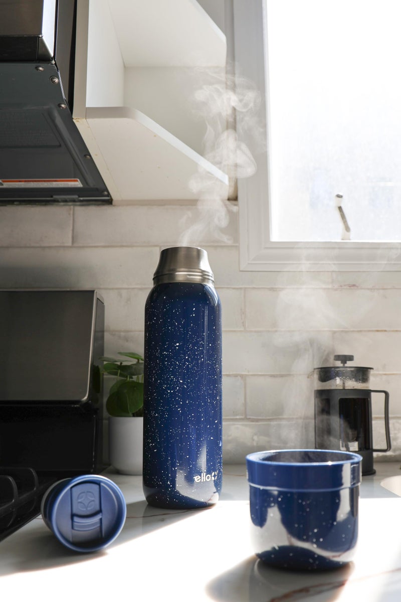 Ello Therma 32oz Insulated Stainless Steel Thermos for Hot & Cold Beverages with Leak Proof Lid & Built-in Cup, Triple Wall Insulation, Hot 24 Hrs, Perfect for Coffee,Tea, Dishwasher Safe, Blue - Image 2