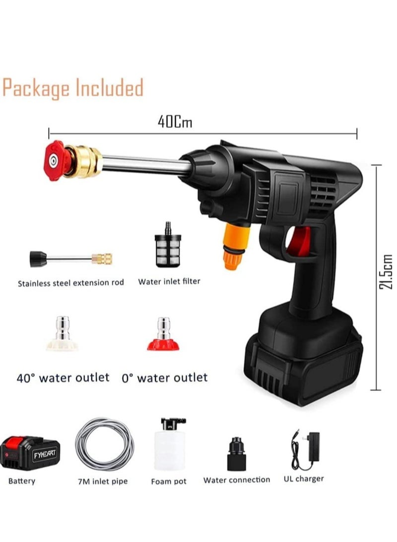 ELTRAZONE Cordless 48V Electric High Pressure Car Washer Manual Rechargeable Car Washing Machine with Adjustable 3-in-1 Nozzle and Hose Pipe for Washing Cars Watering Flowers Cleaning Floors - Image 2