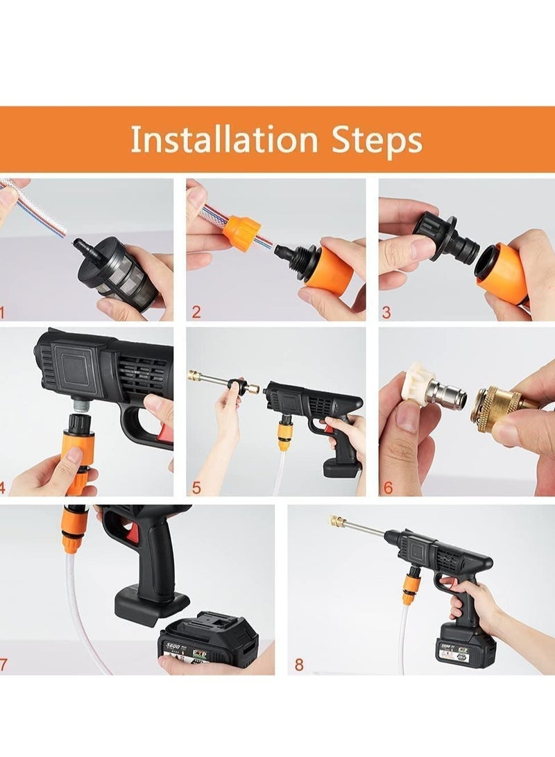 ELTRAZONE Cordless 48V Electric High Pressure Car Washer Manual Rechargeable Car Washing Machine with Adjustable 3-in-1 Nozzle and Hose Pipe for Washing Cars Watering Flowers Cleaning Floors - Image 5