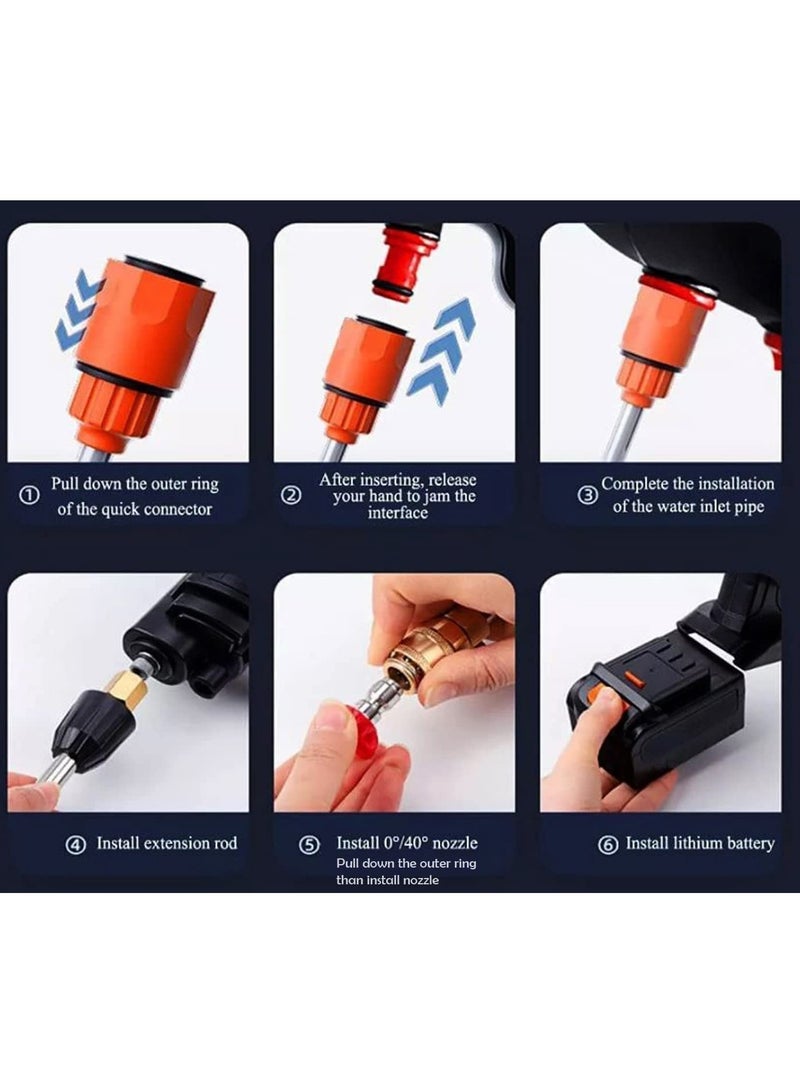 ELTRAZONE Cordless 48V Electric High Pressure Car Washer Manual Rechargeable Car Washing Machine with Adjustable 3-in-1 Nozzle and Hose Pipe for Washing Cars Watering Flowers Cleaning Floors - Image 4