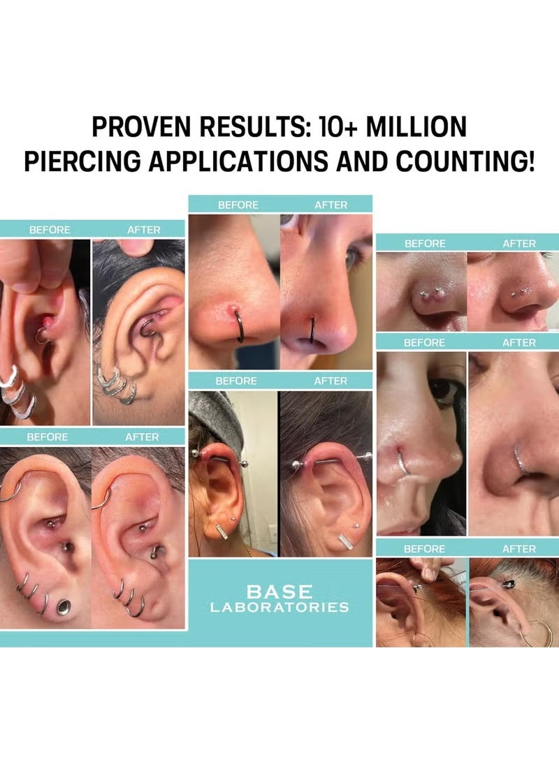 BASE LABORATORIES Piercing Aftercare Spray| 130ml | Cleaning Saline Solution | Cleanses, Sterilizes & Soothes for Piercings Keloids Bumps on Ears & Nose - Image 4
