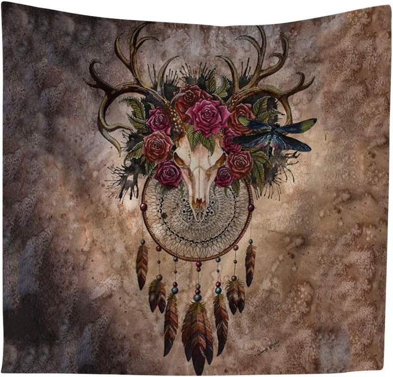 ويوبلز نسيج جداري معلق، نسيج جداري، نسيج جداري على شكل صائد الأحلام، بطانية جدارية، ديكور جداري، فن جداري، ديكور غرفة نوم، ديكور منزلي، 59 × 51 بوصة - Image 1